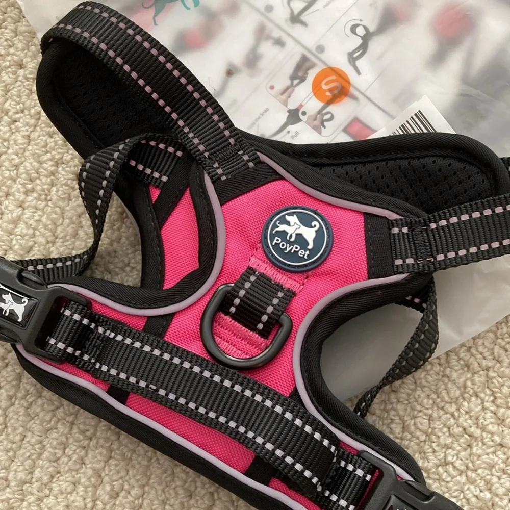 NEW PoyPet Dog Harness Pink Black Size Small Safety with Handle Clip Closure NIB